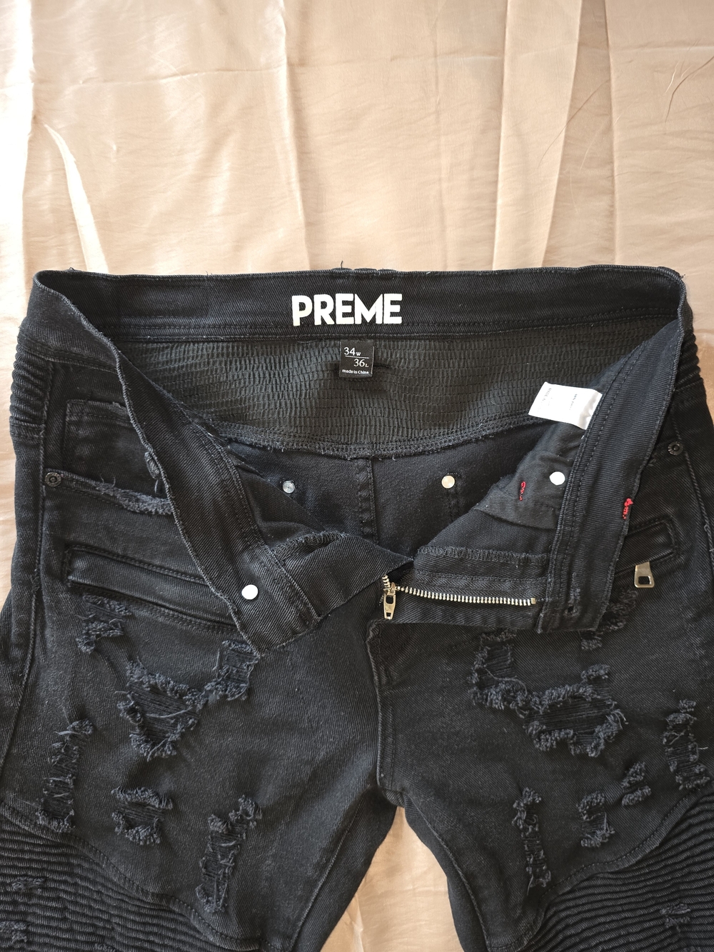 PREME Men’s Black Skinny Distressed Jeans